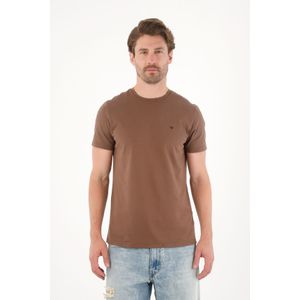 Camiseta manga corta con raqueta bordada café para hombre