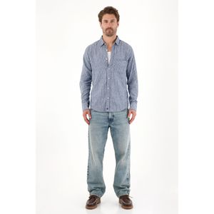Camisa manga larga con diseño a rayas para hombre
