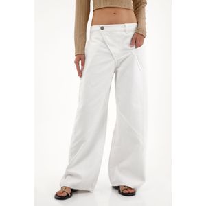 Jean Wide Leg con bolsillos asimétricos blanco para mujer