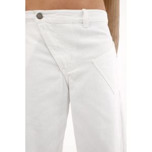 Jean Wide Leg con bolsillos asimétricos blanco para mujer
