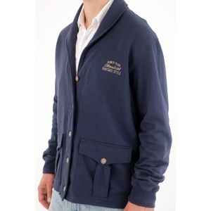 Buzo en burda con botones azul para hombre