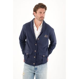 Buzo en burda con botones azul para hombre