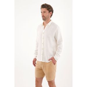 Bermuda en 100% lino café para hombre