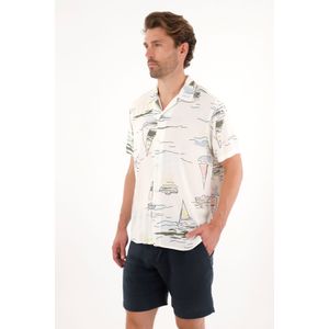 Camisa tipo bowling con print de veleros para hombre