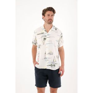 Camisa tipo bowling con print de veleros para hombre