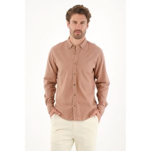 Camisa manga larga con raqueta bordada rosada para hombre