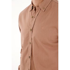 Camisa manga larga con raqueta bordada rosada para hombre