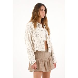 Chaqueta oversize tipo tejida crudo para mujer