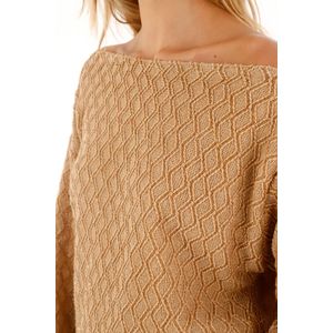 Buzo en tela tejida con brillos café para mujer