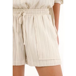 Short con pretina elástica y textura gris para mujer