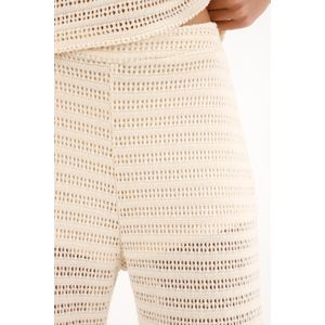 Pantalón tejido de tiro alto crudo para mujer