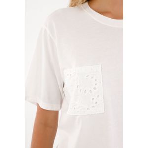 Camiseta con bolsillos tejidos crudo para mujer