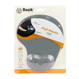 Pad Mouse Basik Tech Gris En Gel Diseño Ergonómico