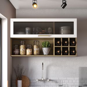 Mueble superior de cocina  de 120 cm en MDP Blanco