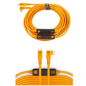 Cable TetherPro USB-C a USB-C de ángulo recto (9.4m) Naranja