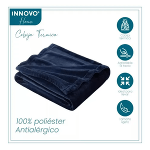Cobija Manta Térmica Suave Piel Durazno 180 X 240 Cm Azul Liviana Innovo