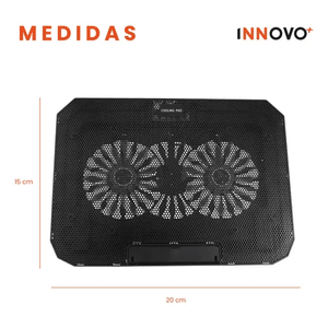 Base Refrigerante Doble Ventilador Soporte Para Computador Laptop Hasta 18'' Ajustable Innovo