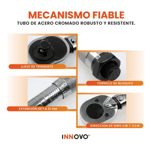 Llave De Torque Con Estuche Herramienta Profesional 1/2 Pulgada 28 A 210mm Innovo Tools