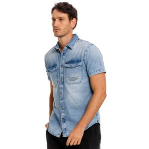 Camisa Manga Corta Denim Para Hombre Napoleón Girbaud