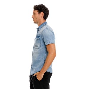 Camisa Manga Corta Denim Para Hombre Napoleón Girbaud