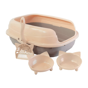 Combo Arenera Pala 2 Comederos Cara de Gato color beige Mupy BC