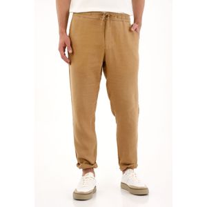 Pantalón chino en 100% lino café para hombre
