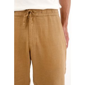 Pantalón chino en 100% lino café para hombre