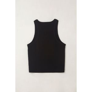 Camiseta manga sisa negra para mujer