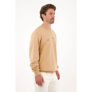 Buzo en burda perchada con estampado café para hombre