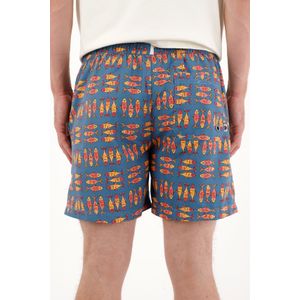 Pantaloneta de baño con estampado de peces para hombre