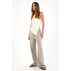 Jean Wide Leg de tiro alto con desgastes y textura para mujer