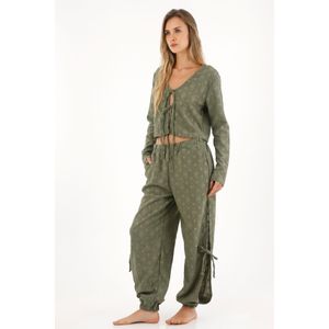 Pantalón Jogger bordado verde para mujer