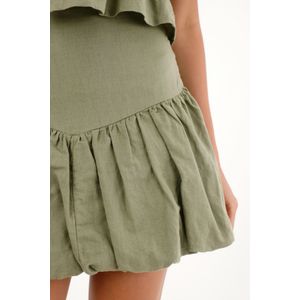 Falda corta tipo globo verde para mujer