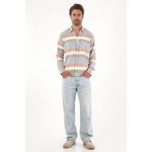 Camisa con diseño a rayas multicolor para hombre