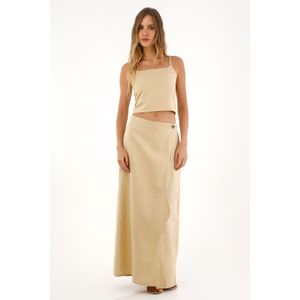 Camisa crop de tiras crudo para mujer