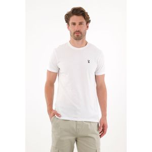 Camiseta con cuello redondo en rib blanca para hombre