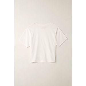 Camiseta ajustada acanalada blanca para mujer