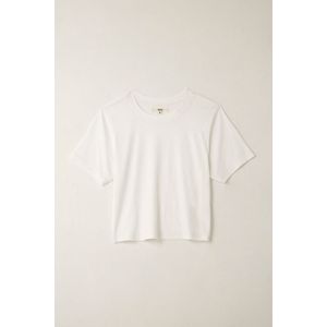 Camiseta ajustada acanalada blanca para mujer