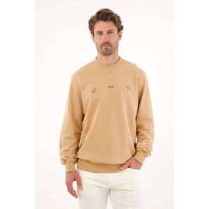 Buzo en burda perchada con estampado café para hombre