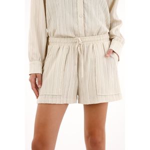 Short con pretina elástica y textura gris para mujer
