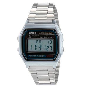 Reloj Casio A-159W-N1DF | Vintage Digital Unisex Acero Plateado Cronómetro, Luz LED