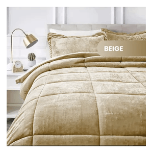 Cubrelecho Plumón Térmico Doble Funda Almohadas Cama Doble Innovo Home Beige Crema