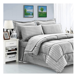 Edredón Cubrelecho Premium Cama Doble Fundas Almohadas Innovo Home Gris Claro