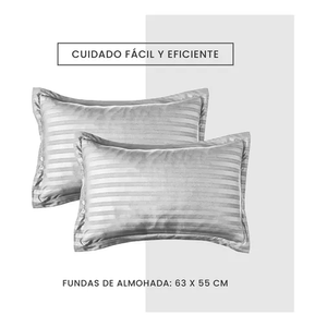 Edredón Cubrelecho Premium Cama Doble Fundas Almohadas Innovo Home Gris Claro