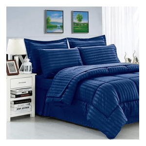 Edredón Cubrelecho Premium Cama Doble Con Fundas Para Almohada Innovo Home Azul Oscuro
