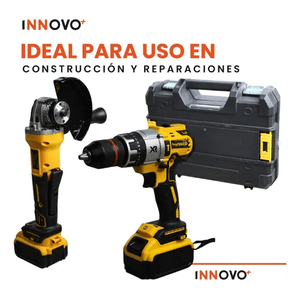Taladro Con Pulidora Inalambrica 2 Baterias Con Estuche Profesional Innovo