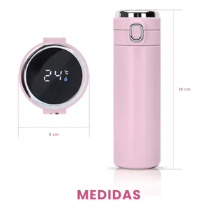 Termo Botella Portátil Conserva Temperatura Digital Led Acero Inoxidable Flask Innovo Rosado