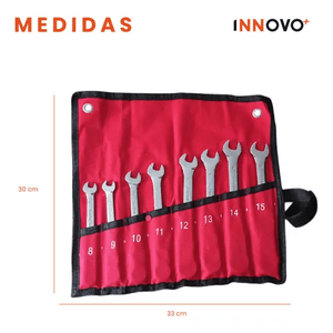 Juego Set Llaves Mixtas Chrome Vanadium 8 Pz Rache Estuche Innovo Tools