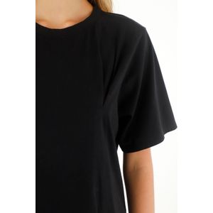 Camiseta manga corta con pinzas negra para mujer