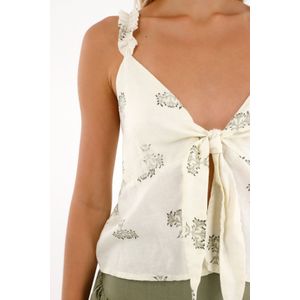 Camisa de tiras que anuda en delantero estampada para mujer